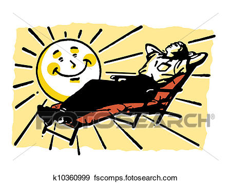 450x357 Stock Illustration Of A Cartoon Sun Shining Over A Person Basking