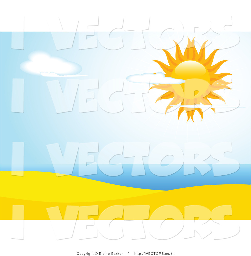 1024x1044 Vector Graphic Of A Summer Sun Shining Brightly In A Partly Cloudy