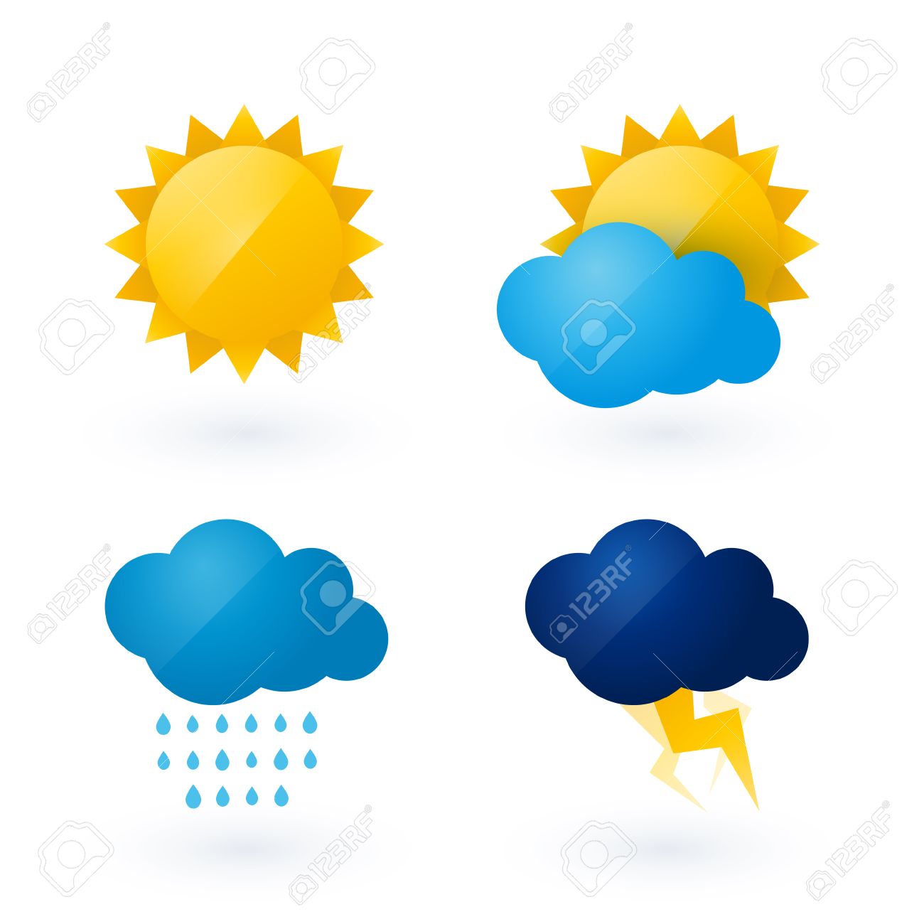 1300x1300 Icons For Weather With Sun And Cloud Motif Royalty Free Cliparts