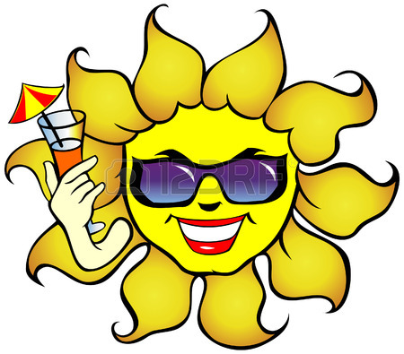 450x395 Smiling Sun With Sunglasses A Drink Royalty Free Cliparts, Vectors