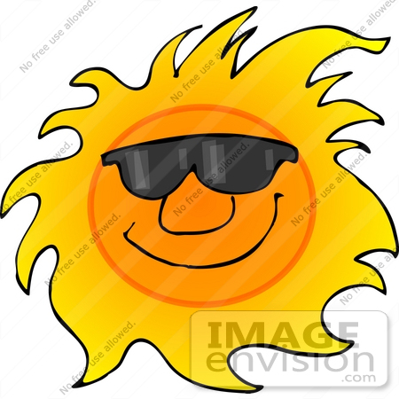 450x450 Clipart Of A Happy, Hot Sun Wearing Sunglasses
