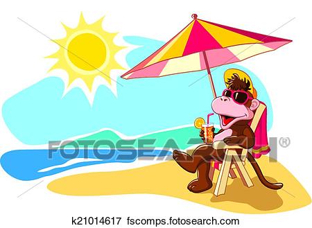 450x329 Clip Art Of Summer Vacation By The Sea, Cartoon K21014617