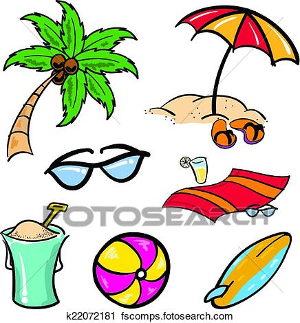 436x470 Clipart Of Beach Items K22072181