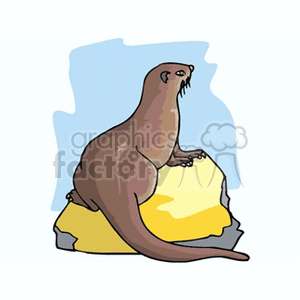 300x300 Royalty Free Otter Sunbathing On Rock 133696 Vector Clip Art Image