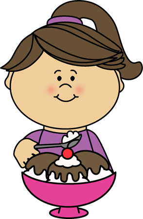 294x450 Girl Eating Hot Fudge Sundae Clip Art