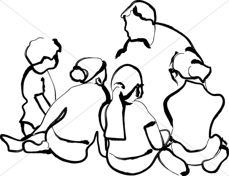 776x597 Black And White Teacher With Learning Children Sunday School Clipart