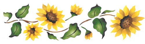 500x153 Sunflower Border Wall Stencil
