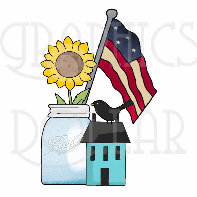 780x780 Americana Sunflowers Clip Art