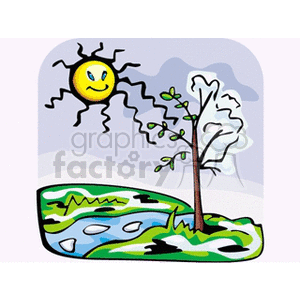 300x300 Royalty Free Cold Sunny Day By The Stream 152580 Vector Clip Art