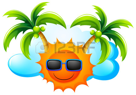 450x314 Illustration Of A Sunny Weather With Coconut Trees On A White