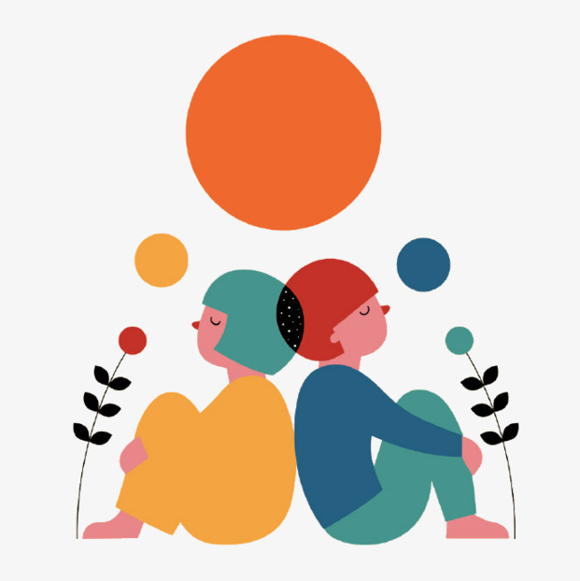 650x651 Cartoon Boy Girl Back To Back, Cartoon Boy Girl, Polygonal Pattern