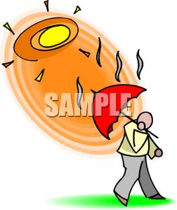 252x300 Man Walking In The Hot Sunshine Holding An Umbrella