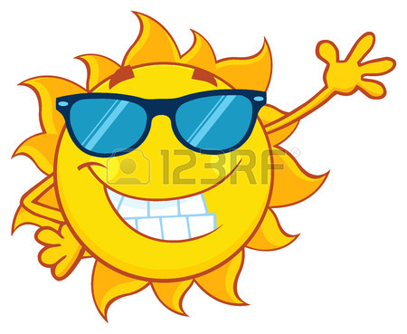 450x369 Smiling Sun Cartoon Mascot Character With Sunglasses Giving
