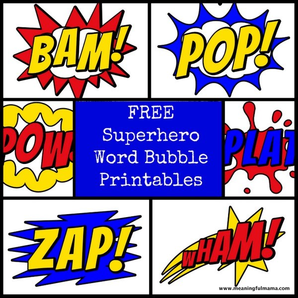 600x600 Free Superhero Word Bubble Printable