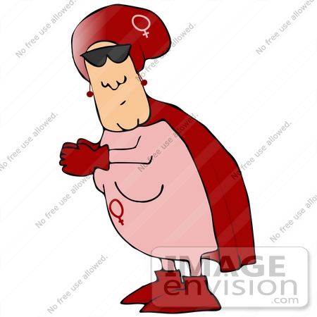 450x450 Clip Art Graphic Of A Super Hero Woman In Red And Pink