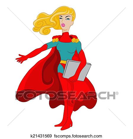 450x470 Clip Art Of Super Woman Laptop K21431569