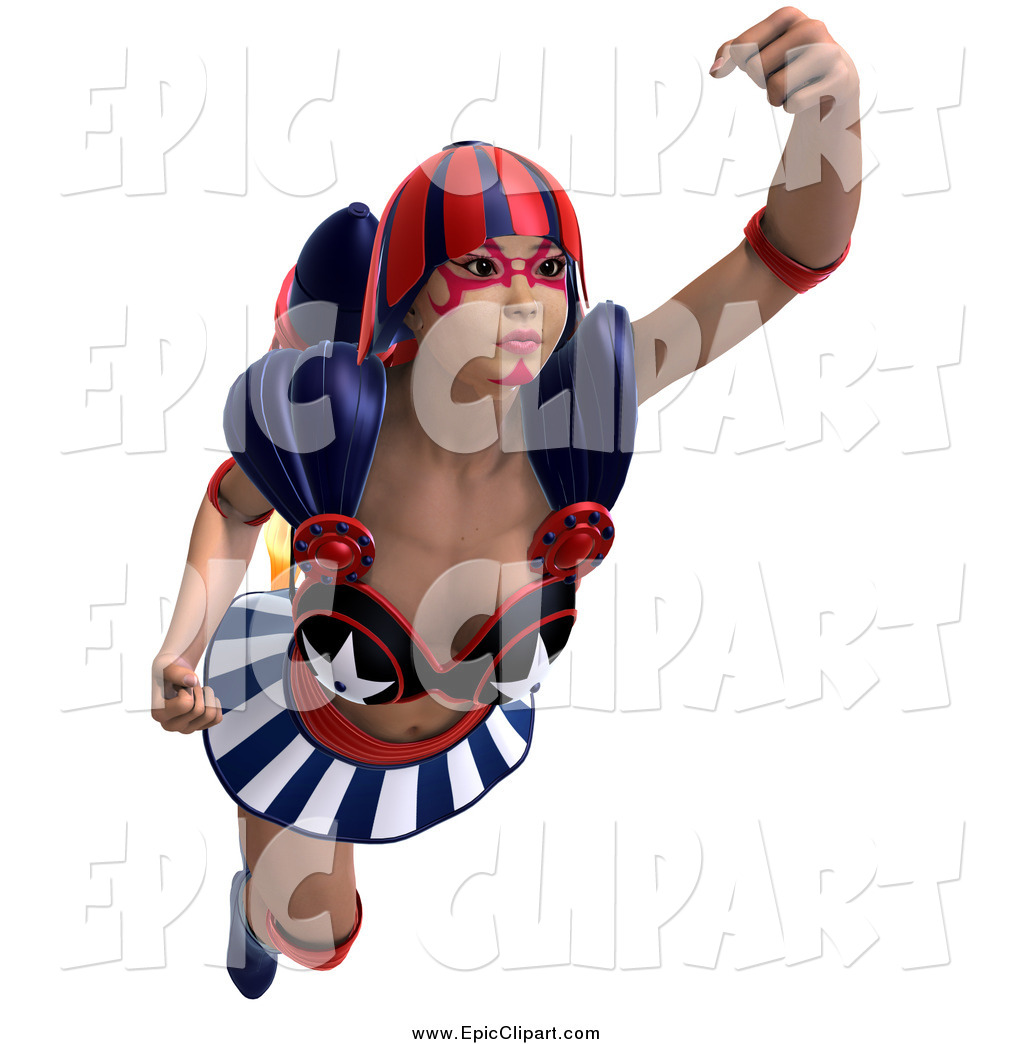 1024x1044 Vector Clip Art Of A 3d White Super Woman Flying With A Jet Pack