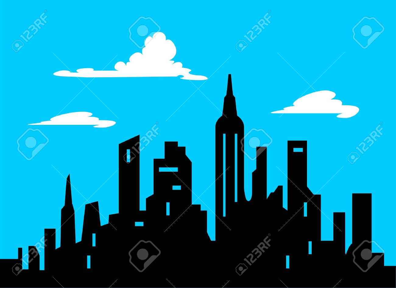 1300x946 Graphic Style Cartoon City Skyline Illustration Royalty Free