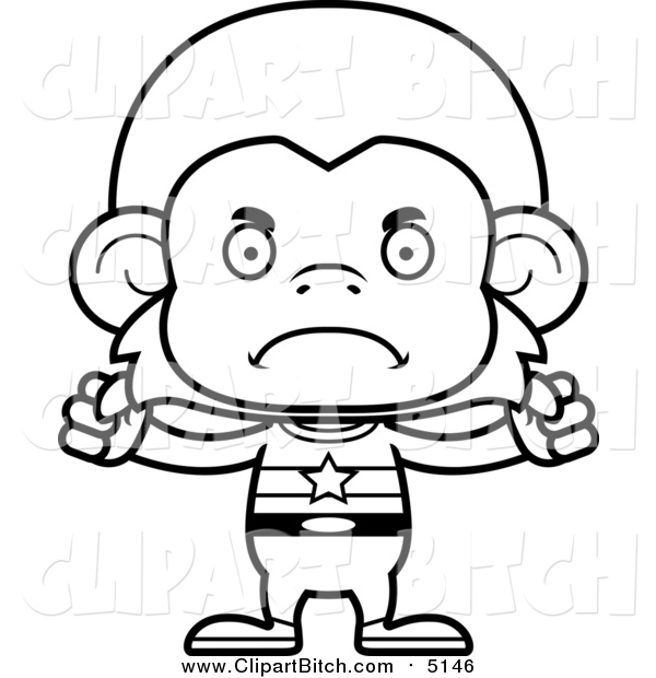 600x620 Clip Vector Cartoon Art Of A Bw Mad Monkey Super Hero By Cory