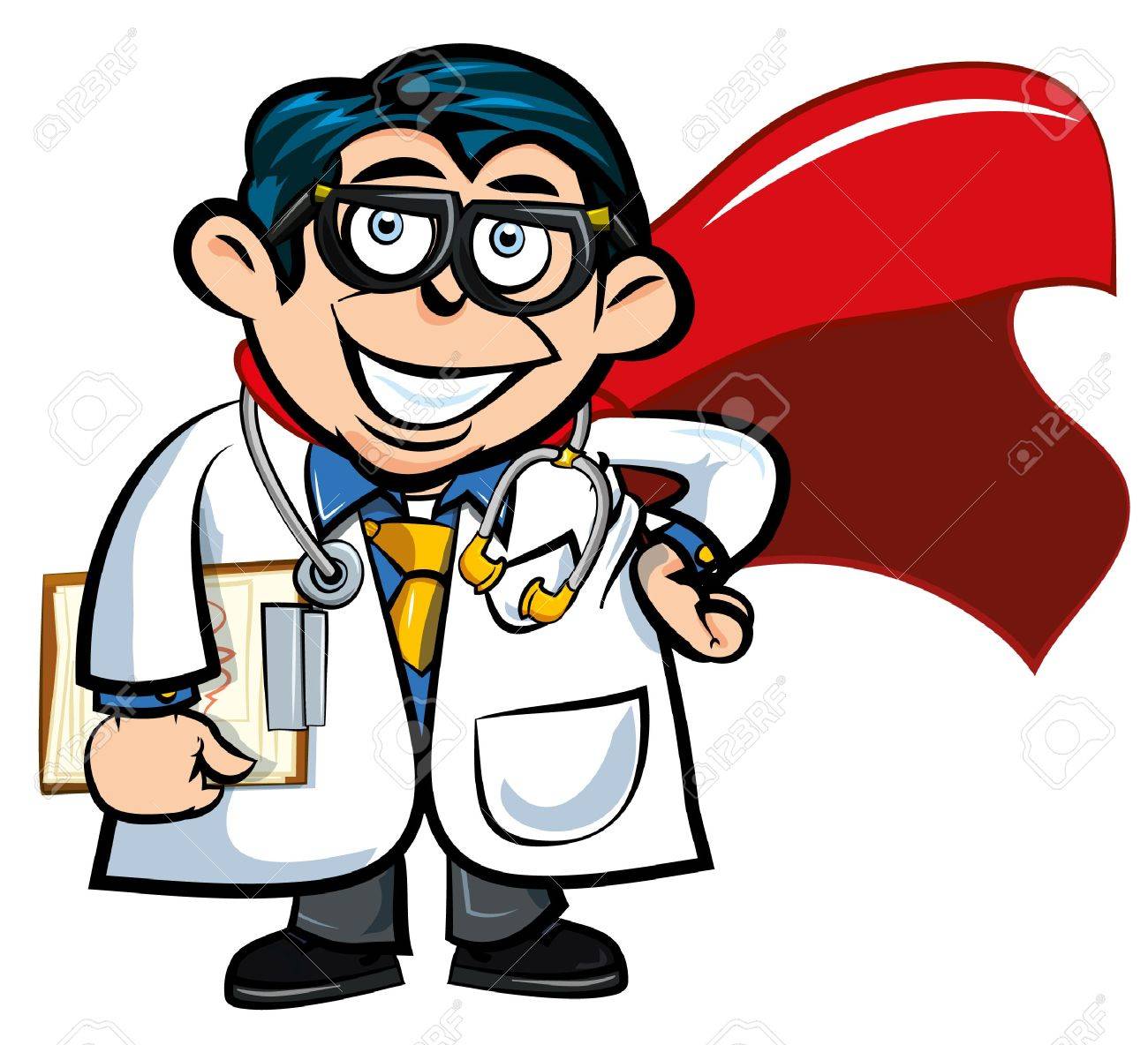 1300x1184 Cartoon Doctor With A Superhero Cape. Isolated On White Royalty