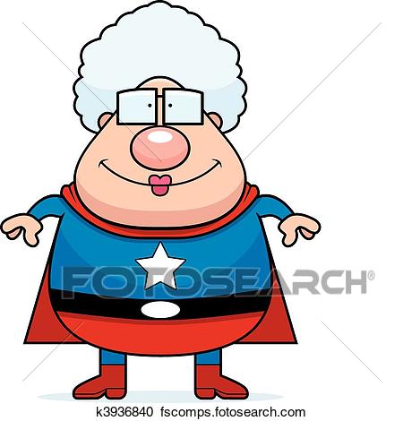 450x470 Clipart Of Superhero Grandma Smiling K3936840