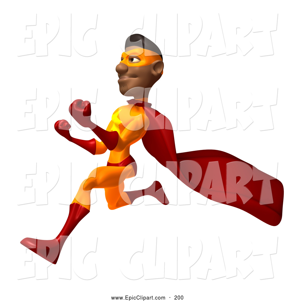 1024x1044 Vector Clip Art Of A 3d Black Male Super Hero Running