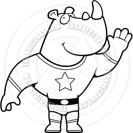 460x460 Rhino Superhero (Black And White Line Art) By Cory Thoman Toon