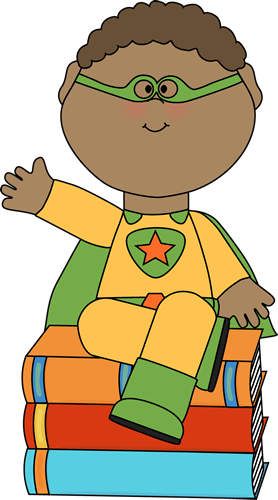 278x500 Superhero Sitting On Books Clip Art