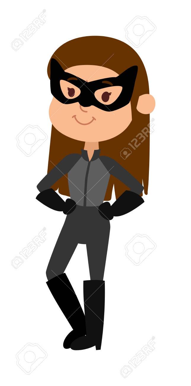 645x1300 Super Hero Little Girl In Mask, Coat, With Shield And Cute Super