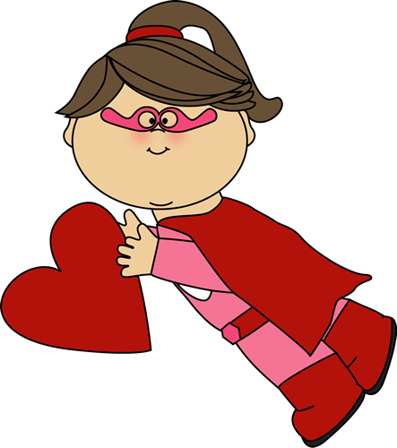 443x500 Superhero Girl Flying With A Valentine Heart Clip Art