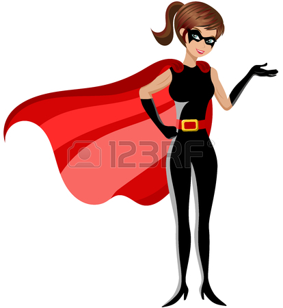 414x450 Superhero Woman Standing And Speaking With Megaphone Isolated