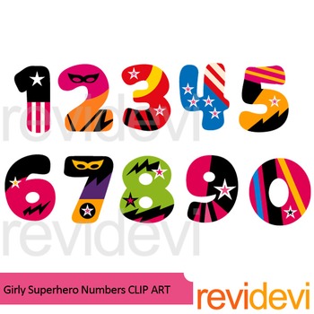 350x350 Girly Superhero Numbers Clipart By Revidevi Teachers Pay Teachers