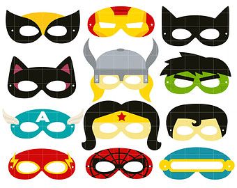 340x270 Superheroes Party Mask Digital Clip Art For Scrapbooking Card