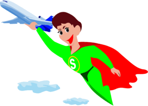 300x215 Free Superhero Lifting An Airplane Cartoon Character Vector Clip