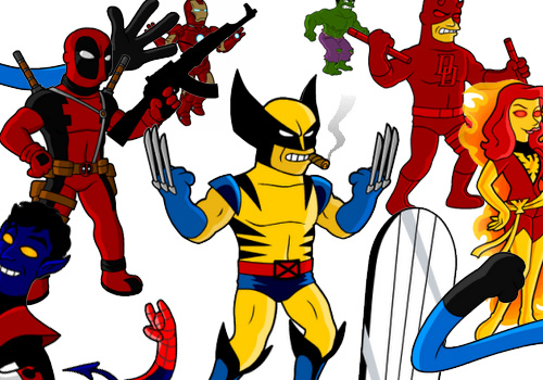 500x350 Mashup 50 Marvel Super Heroes As Simpson's Characters
