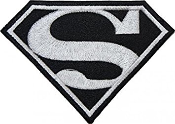 355x251 Superman Classic Black Amp White Logo Embroidered Patch