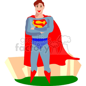 300x300 Royalty Free Superman Cartoon 162384 Vector Clip Art Image
