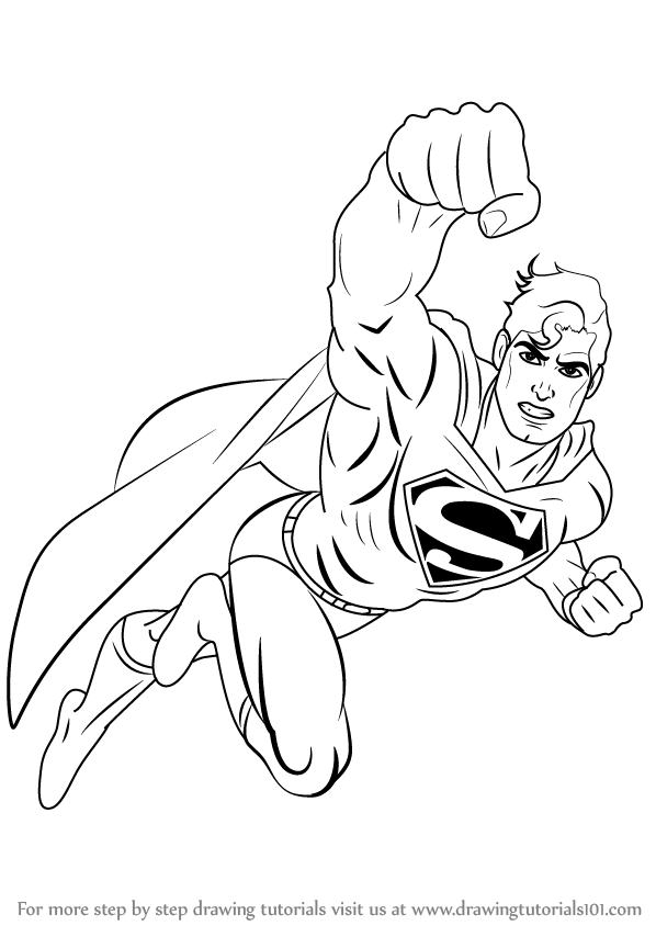 598x844 Learn How To Draw Superman Flying (Superman) Step By Step