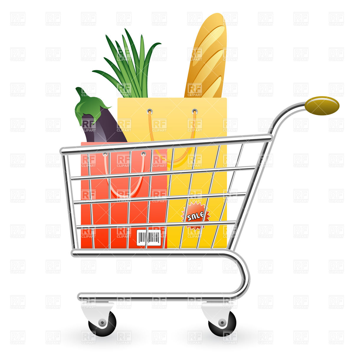 1200x1200 Shopping Cart Full Of Products Royalty Free Vector Clip Art Image