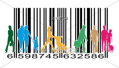 380x219 Stock Photo Pedestrians Or Customers Supermarket On Barcode