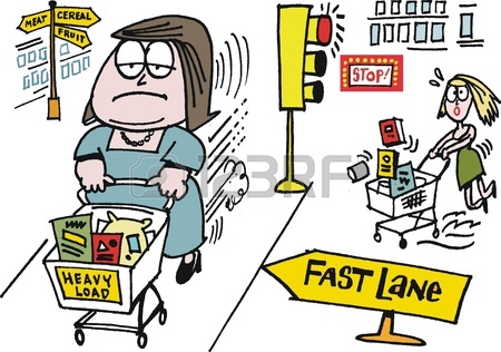 450x316 Vector Cartoon Of Woman Shopping In Supermarket Royalty Free