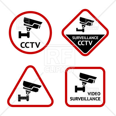 400x400 Video Surveillance Simple Labels Royalty Free Vector Clip Art