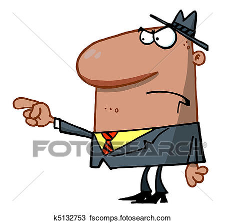 450x445 Clipart Of Man Pointing The Blame K5132753
