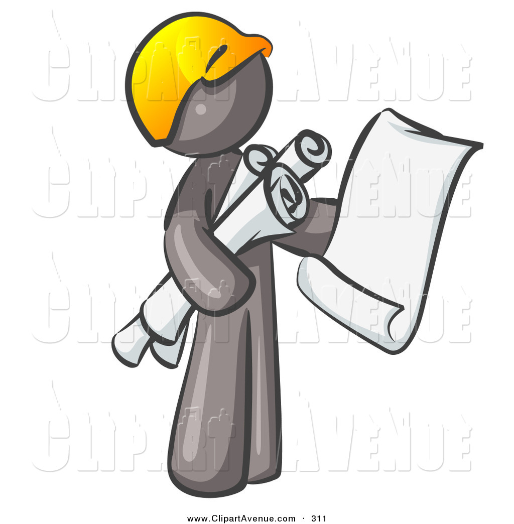 1024x1044 Avenue Clipart Of A Gray Man Contractor Or Architect Holding