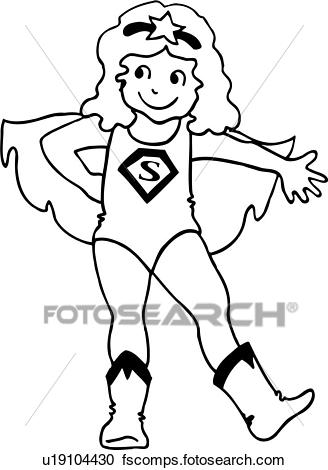 328x470 Clipart Of , Cape, Child, Children, Costume, Girl, Happy, Hero