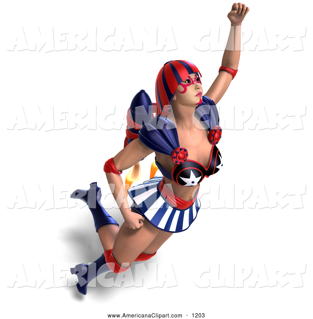 1024x1044 Americana Vector Clip Art Of A 3d American Super Woman Flying