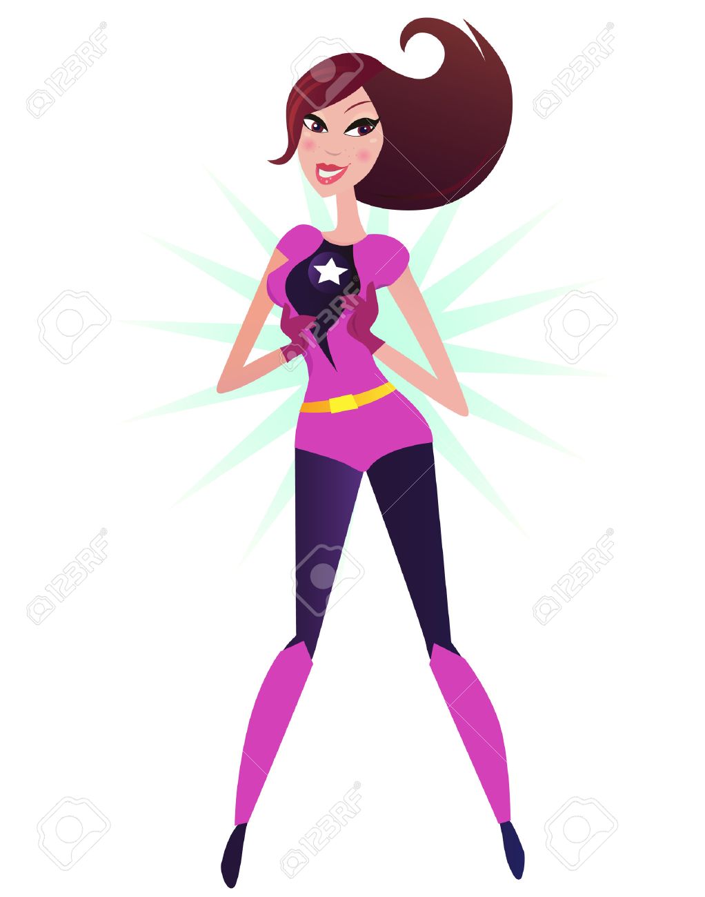 1022x1300 Super Woman Hero In Pink Costume Isolated On White. Illustration