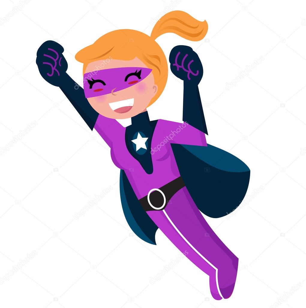 1020x1024 Flying Pink Cute Superhero Girl Isolated On White Stock Vector