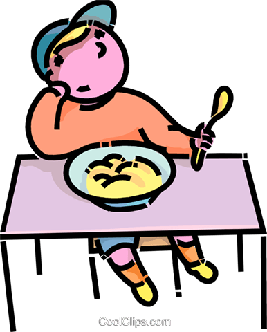 386x480 Boy Not Wanting To Eat His Supper Royalty Free Vector Clip Art