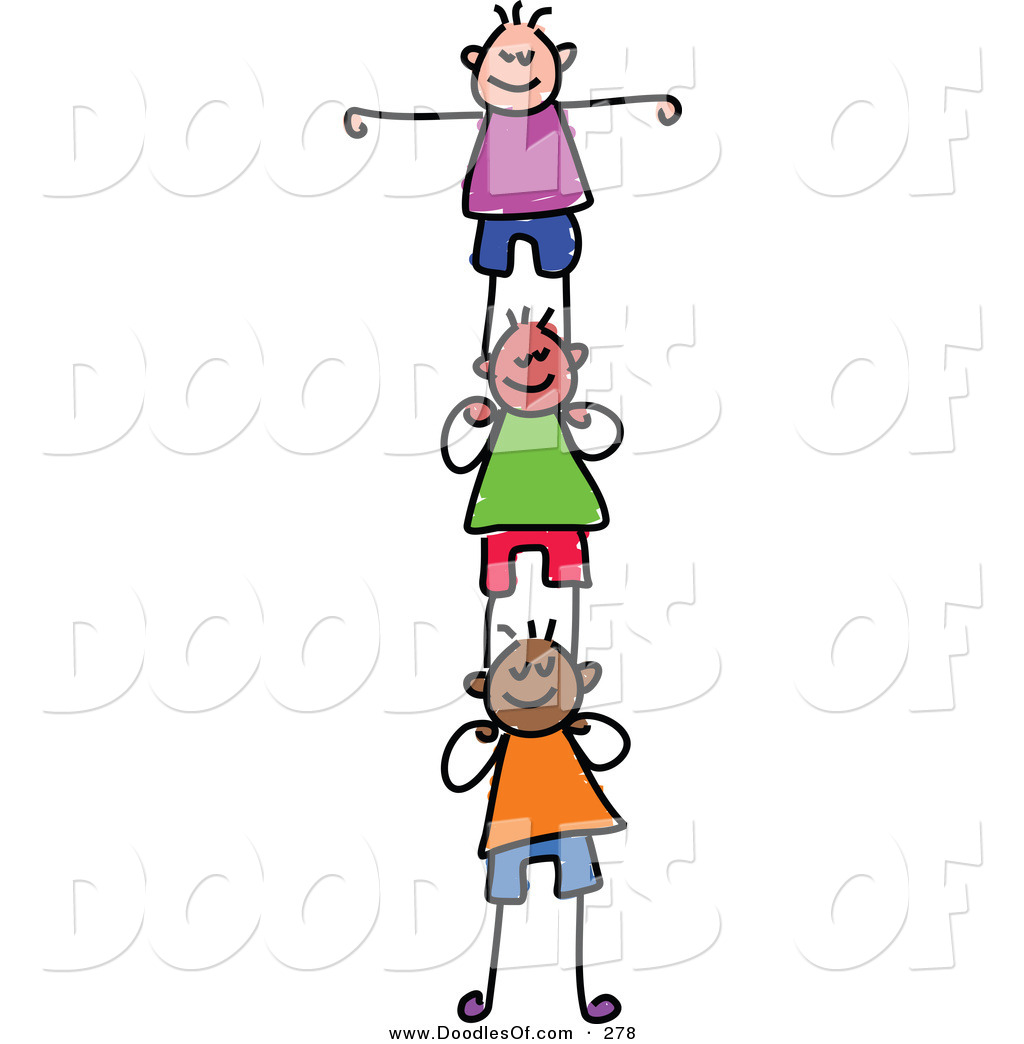 1024x1044 Vector Clipart Of A Childs Sketch Of Happy Girls Supporting Each